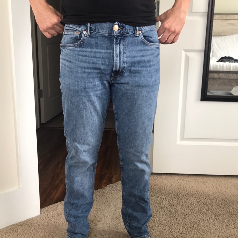 Men’s denim jeans. Slim fit style.
